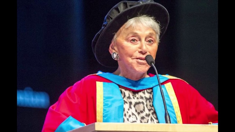 Eva Haller receiving an honorary degree from Glasgow Caledonian University